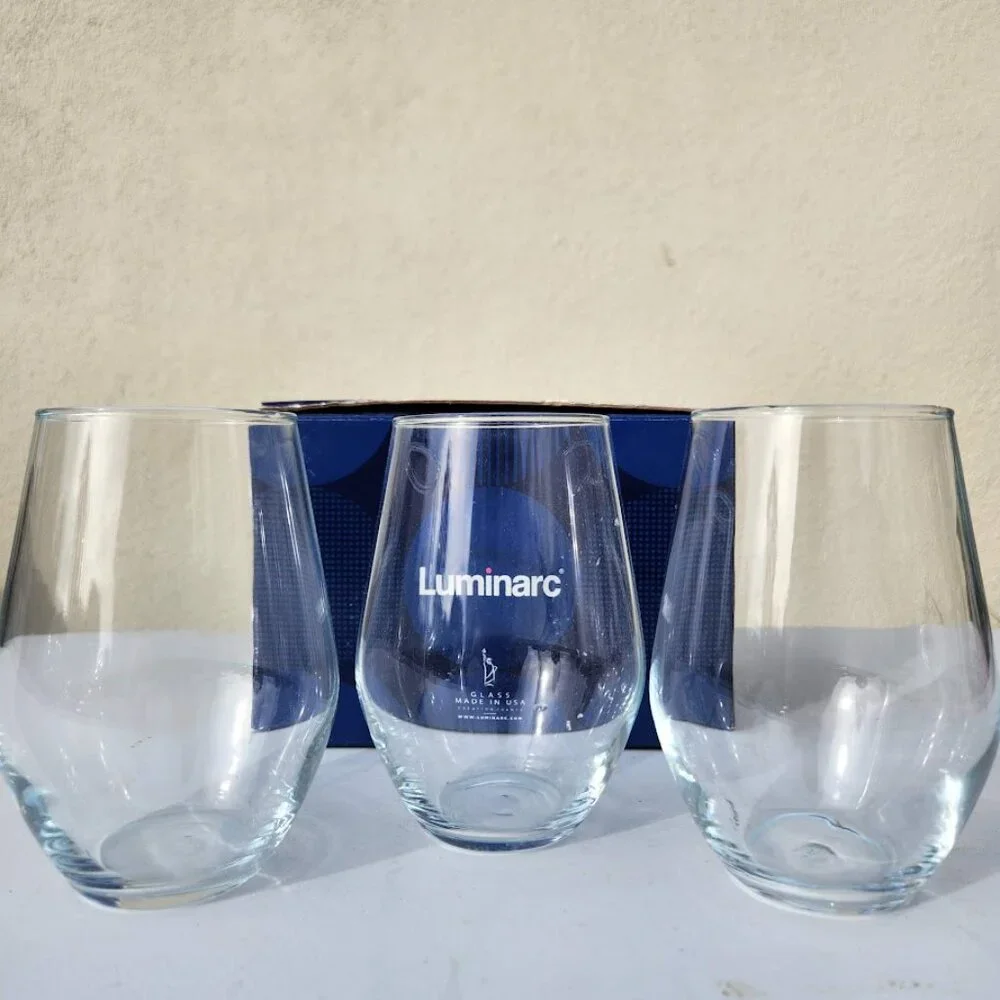 NEW Set of 3 Luminarc Concerto 19 oz glass stemless wine water iced tea glasses